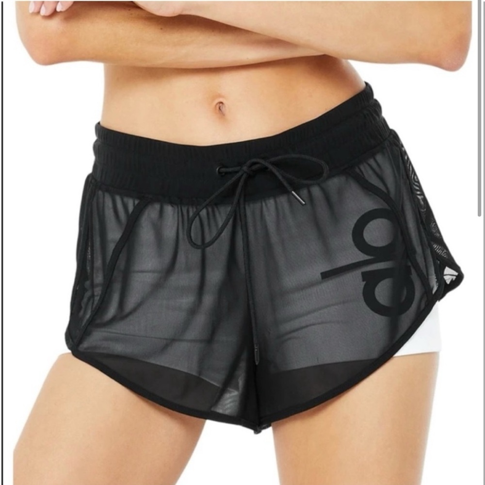 ALO YOGA Ambience Layered Mesh Shorts SIZE S